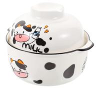iplusmile Tazón de Comida Cuenco de Cerámica para Pan, Tazón de Comida Elegante, Cerámica, Redondo Forma de Vaca, sin Rebabas, Multifuncional, Desayuno y Merienda