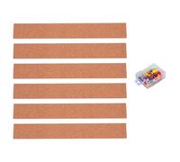 iplusmile Tiras de Corcho Autoadhesivas para Tablero de Notas sin Marco, Material Roble, Set de 50 Piezas Chinchetas y Caja de Almacenamiento para Oficina y Hogar