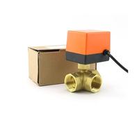 IPNDKBFL Válvula de Bola motorizada latón 3 vías, Tipo T, DN15/DN20/DN25/DN32, 1/2", 3/4" y 1", electroválvula eléctrica Dos Controles Tres Hilos, 220 V(220vac-3 Wire - 2 Point,0.5 Inch)