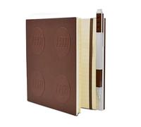 IQ LEGO Cuaderno Estacionario con Cierre - Cuaderno de Papelería con Bolígrafo de Gel - Castaño