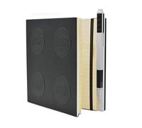 IQ LEGO Cuaderno Estacionario con Cierre - Cuaderno de Papelería con Bolígrafo de Gel - Negro