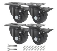 IQWTU 4 Ruedas para Muebles con Freno 65MM Ruedas Pivotantes, Ruedas de Placa Industriales Giratorias 360°, Nailon Ruedas No Dejan Marcas Hasta 1500kg