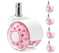 IQWTU Ruedas para Silla de Oficina M11×22, Set de 5 Ruedas Giratorias 360°, Ruedas de Goma Suaves y Silencioso Suave para Parquet y Suelos Duros, Rosa