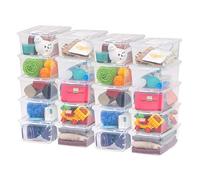 Iris Ohyama 20 Cajas de Almacenaje Plástico Versátiles con Tapa, 5L, Transparente, Cierre fácil, Apilable, para Armario, Estante, Aula, Organizadora, Ropa, Zapatos, Libre de BPA, CNL-5
