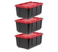 Iris Ohyama 3 Cajas de Organización de Alta Resistencia, 100L, Negro, Grande, Duradero, Apilable, para Garaje, Estantes, Mudanza, Plástico, Utilidad, Herramientas, UTB-27