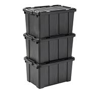 Iris Ohyama 3 Cajas de Organización de Alta Resistencia, 50L, Rojo, Grande, Duradero, Apilable, para Garaje, Estantes, Mudanza, Plástico, Utilidad, Herramientas, DDSKT-450