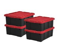 Iris Ohyama 4 Cajas de Organización de Alta Resistencia, 43L, Rojo, Grande, Duradero, Apilable, para Garaje, Estantes, Mudanza, Plástico, Utilidad, Herramientas, DDSKT-430