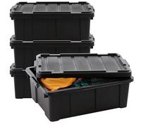 Iris Ohyama 4 Cajas de Organización de Alta Resistencia, 43L, Rojo, Grande, Duradero, Apilable, para Garaje, Estantes, Mudanza, Plástico, Utilidad, Herramientas, DDSKT-430