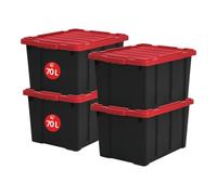 Iris Ohyama 4 Cajas de Organización de Alta Resistencia, 68L, Rojo, Grande, Duradero, Apilable, para Garaje, Estantes, Mudanza, Plástico, Utilidad, Herramientas, DDSKT-700