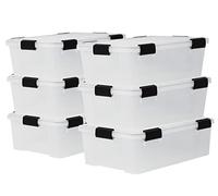Iris Ohyama 6 Cajas herméticas de plástico con tapa y cierres a presión, 30L, Transparente, sello impermeable, apilables, antipolvo, para ropas, camping, exteriores, cubo de almacenaje, box, DDAT-LS