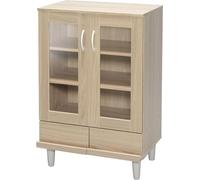 Iris Ohyama, Aparador con cajones y estantes/Vitrina de Madera/Armario con Puertas, Diseño,Ajustable en Altura Cada 3,2 cm, Cocina, Sala - Cabinet - KPB-9360 - Marrón Claro