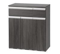 Iris Ohyama - Bandeja de clasificación con 3 Compartimentos, 45 L, diseño de Madera con cajones, Roble Gris, para Cocina, Oficina, baño, 70,5 x 35,5 x 81,6 cm, PKT-8670