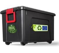Iris Ohyama, Caja de almacenaje grande de plástico, 110L, Caja de garaje, Negra, Apilable, Cierres a presión robustos con asas, SIA-110