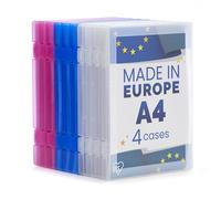 Iris Ohyama, caja de almacenamiento de oficina, caja de clasificación, juego de 10, mezcla, capacidad de 150 hojas A4 cada una, apilable con asa y cierre seguro, sin BPA, respaldo, camisa, PJC-A4