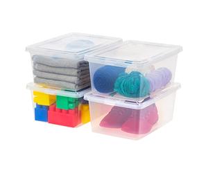 Iris Ohyama, Caja de Almacenamiento de Plástico Multiusos, 13L, Juego de 4, Transparente, Cierre Fácil, Apilable, para Dormitorio, Cocina, Oficina, Baño, Ropa, Juguetes, Sin BPA, CNL-13E