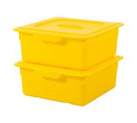 Iris Ohyama, Caja de almacenamiento de plástico para niños, Lote de 2, 10 L, sin BPA -KDL-330 - Amarillo, Apilable, Clips de cierre- A33 x F31,5 x A13,5 cm