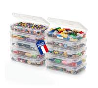 Iris Ohyama, Caja Organizadora Pequeña con Tapa Abatible, 0.8L, Set de 10, Transparente, Apilable, Cierre de Clip, Para Puzzles, LEGO, Rotuladores, Material de Manualidades, Tornillos, Sin BPA, MCC-M