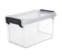 Iris Ohyama, cajas de almacenamiento de plástico de 0,3 l, Lote de 2, apilables, sin BPA, LLB-8D, transparentes, apilables, cierres de clip: 12,2 x 8,2 x 7 cm (A x F x A)