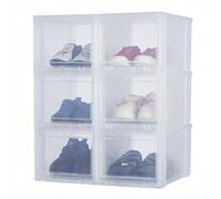 Iris Ohyama Cajas de Almacenamiento para Zapatos Transparentes, para tallas de hasta 46, L32 x H18 cm, Pack de 6, apilable, Apertura Frontal, Recipiente Con Tapa, Zapatillas, EUDF-S