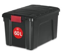 Iris Ohyama, Cajas grandes de almacenamiento, fabricadas en plástico, con tapa y cierres, capacidad de 60 litros, juego de 1 unidad, apilables, con ruedas, libres de BPA, ideales para áticos, cobertiz
