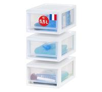 Iris Ohyama, Cajón de Almacenamiento, Organizador de Cajones de Plástico, 7L, Lote de 3, Blanco, Compacto, Duradero, Apilable, para Baño, Bricolaje Pequeño, Estantes, Plástico, Cajón, MSD-1