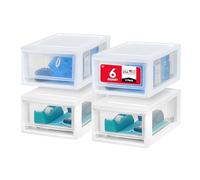 Iris Ohyama, Cajón de Almacenamiento, Organizador de Cajones de Plástico, 7L, Lote de 4, Blanco, Compacto, Duradero, Apilable, para Baño, Bricolaje Pequeño, Estantes, Plástico, Cajón, MSD-1