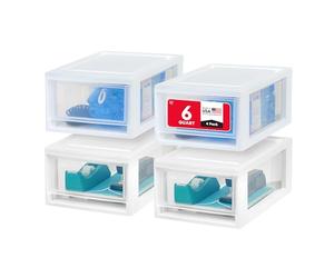 Iris Ohyama, Cajón de Almacenamiento, Organizador de Cajones de Plástico, 7L, Lote de 4, Blanco, Compacto, Duradero, Apilable, para Baño, Bricolaje Pequeño, Estantes, Plástico, Cajón, MSD-1