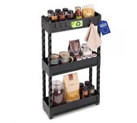 Iris Ohyama, Carrito Auxiliar de Cocina, 3 Niveles, Negro, SRC-3 | Ahora de espacio con ruedas, almacenamiento móvil para baño, salón y oficina. Estantería Auxiliar Multiusos, Montaje Fácil