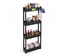 Iris Ohyama, Carrito Auxiliar de Cocina, 4 Niveles, Negro, SRC-4 | Ahora de espacio con ruedas, almacenamiento móvil para baño, salón y oficina. Estantería Auxiliar Multiusos, Montaje Fácil