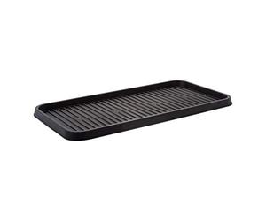 Iris Ohyama, escurreplatos, bandeja, zapatero de plástico y cubo para botas con borde, Lote de 2, SHT-L, negro, apilable, clips de cierre - 38 x 30,5 x 2,5 cm (A x F x A)