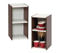 Iris Ohyama Estantería Espacio Ahorrador de 2 Niveles Ancho, Marrón Ajustable, Multiuso, Modular, para Sala, Oficina, Habitación, Organizadora, Librería, Montaje Fácil, UB-6030