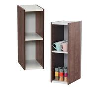 Iris Ohyama Estantería Espacio Ahorrador de 2 Niveles Delgado, Juego de 2, Marrón Ajustable, Multiuso, Modular, para Sala, Oficina, Habitación, Organizadora, Librería, Montaje Fácil, UB-6020