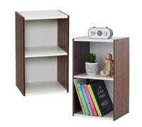 Iris Ohyama Estantería Espacio Ahorrador de 2 Niveles Extra Ancho, Juego de 2, Marrón Ajustable, Multiuso, Modular, para Sala, Oficina, Habitación, Organizadora, Librería, Montaje Fácil, UB-6035