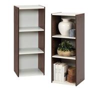 Iris Ohyama Estantería Espacio Ahorrador de 3 Niveles Extra Ancho, Juego de 2, Marrón Ajustable, Multiuso, Modular, para Sala, Oficina, Habitación, Organizadora, Librería, Montaje Fácil, UB-9035