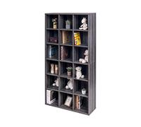 Iris Ohyama, Estantería/estantería con 18 Cubos/estantería Cubo de Madera, Madera Maciza, Vertical, Estantes Regulables, Oficina, Casa - Book Shelf - BKS-1890 - Roble Gris