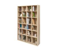 Iris Ohyama, Estantería / estantería con 24 cubos / estantería cubo de madera, Madera maciza, Vertical, Estantes regulables, Oficina, Casa - Book Shelf - BKS-1812 - Marrón claro