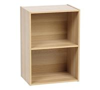 Iris Ohyama Estantería Moderna de Madera de 2 Niveles, 40cm Ancho, mesita de Noche, Marrón Claro, Exposición, Almacenamiento, Sala de Estar, Habitación, Oficina, Librería, Montaje Fácil, CX-2