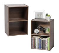 Iris Ohyama Estantería Moderna de Madera de 2 Niveles, Juego de 2, Marrón Exposición, Modular, Almacenamiento, para Sala, Habitación, Oficina, Espacio Ahorrado, Librería, Montaje Fácil, CX-2