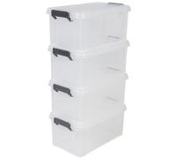 IRIS OHYAMA - Juego de 4 cajas de almacenamiento MBX-6, de plástico, con capacidad de 6 litros, dimensiones: 36,5 x 21,4 x 16,5 cm, transparentes y negras