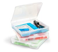 Iris Ohyama, Maletín de Almacenamiento Portátil de Plástico, Caja para Herramientas de Bricolaje, Juego de 3 Archivadores, Modelo SBC-350E, Transparente