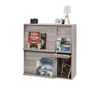 Iris Ohyama, Mueble de almacenamiento con 4 puertas plegables / Armario de madera / Abatible / Armario, Diseño,Modular, Oficina, Casa biblioteca - Flap Rack - FR-F4 - Roble Gris