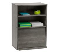 Iris Ohyama, muebles con puertas, estante de almacenamiento, 2 compartimentos modulares, diseño, sólido, moderno, multi-uso, escritorio, habitación, salón - Flap Rack Chr - 1 - Gris Oak
