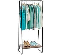 Iris Ohyama Perchero metálico, con 1 Estante, Negro, Diseño Moderno, Marco Resistente, Antideslizante, para Dormitorio, Estudio, Armario, Ropa y zapatos, Secado, Montaje fácil, PI-B1