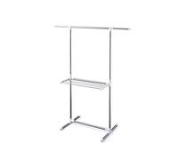 Iris Ohyama, Tendedero telescópico de interior, almacenamiento, 2 plantas, anchura 78-120 cm, altura 90-150 cm, sala de estar - Easy assembly Clothes Rack H-78SH - Blanco
