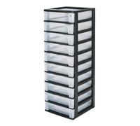 Iris Ohyama, Torre de Almacenamiento de Plástico, 10 Cajones Compactos, Negro, Fácil Apertura, Formato A4, A5 y A6, Mueble Organizador, para Oficina, Material Escolar, Papelería, Sin BPA, OCH-2100