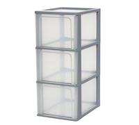 Iris Ohyama, Torre de Almacenamiento de Plástico, 3 Cajones Grandes, Gris, Fácil Apertura, Formato A4, A5 y A6, Mueble Organizador, para Oficina, Material Escolar, Papelería, Sin BPA, OCH-2300