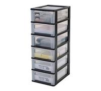 Iris Ohyama, Torre de Almacenamiento de Plástico, 6 Cajones Medianos, Negro, Fácil Apertura, Formato A4, A5 y A6, Mueble Organizador, para Oficina, Material Escolar, Papelería, Sin BPA, OCH-2006