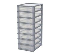Iris Ohyama, Torre de Almacenamiento de Plástico, 8 Cajones Compactos, Gris, Fácil Apertura, Formato A4, A5 y A6, Mueble Organizador, para Oficina, Material Escolar, Papelería, Sin BPA, OCH-2080