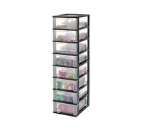 Iris Ohyama, Torre de Almacenamiento de Plástico, 8 Cajones Medianos, Negro, Fácil Apertura, Formato A4, A5 y A6, Mueble Organizador, para Oficina, Material Escolar, Papelería, Sin BPA, OCH-2008