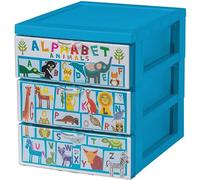 Iris Ohyama Unidad de almacenamiento de plástico con 5 cajones profundos, Alfabeto Diseño Zoo, formato A4, A5 y A6, multiusos, para oficina, escuela, papelería, armario, Torre, Organizador, SCF-A5